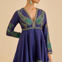 blue murshidabad silk paisley printed palazzo pant set