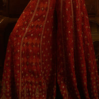 red slub silk patola printed palazzo pant set