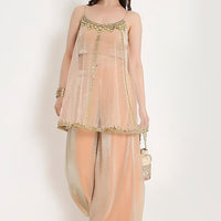 V bridals peach marble tissue net palazzo pant set