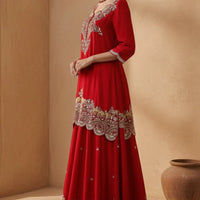 Dark Pink Zardosi Embroidered Silk Sharara Suit