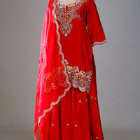 Dark Pink Zardosi Embroidered Silk Sharara Suit