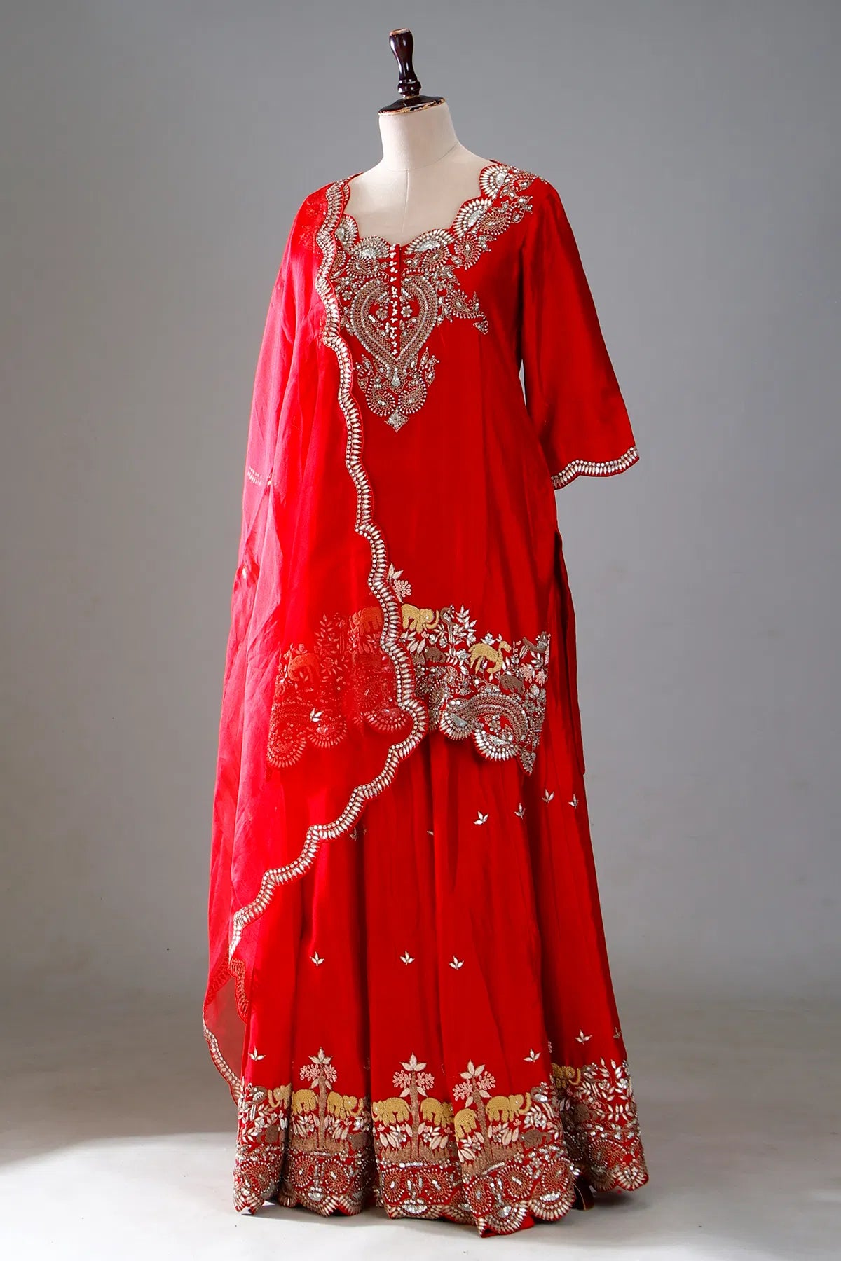 Dark Pink Zardosi Embroidered Silk Sharara Suit