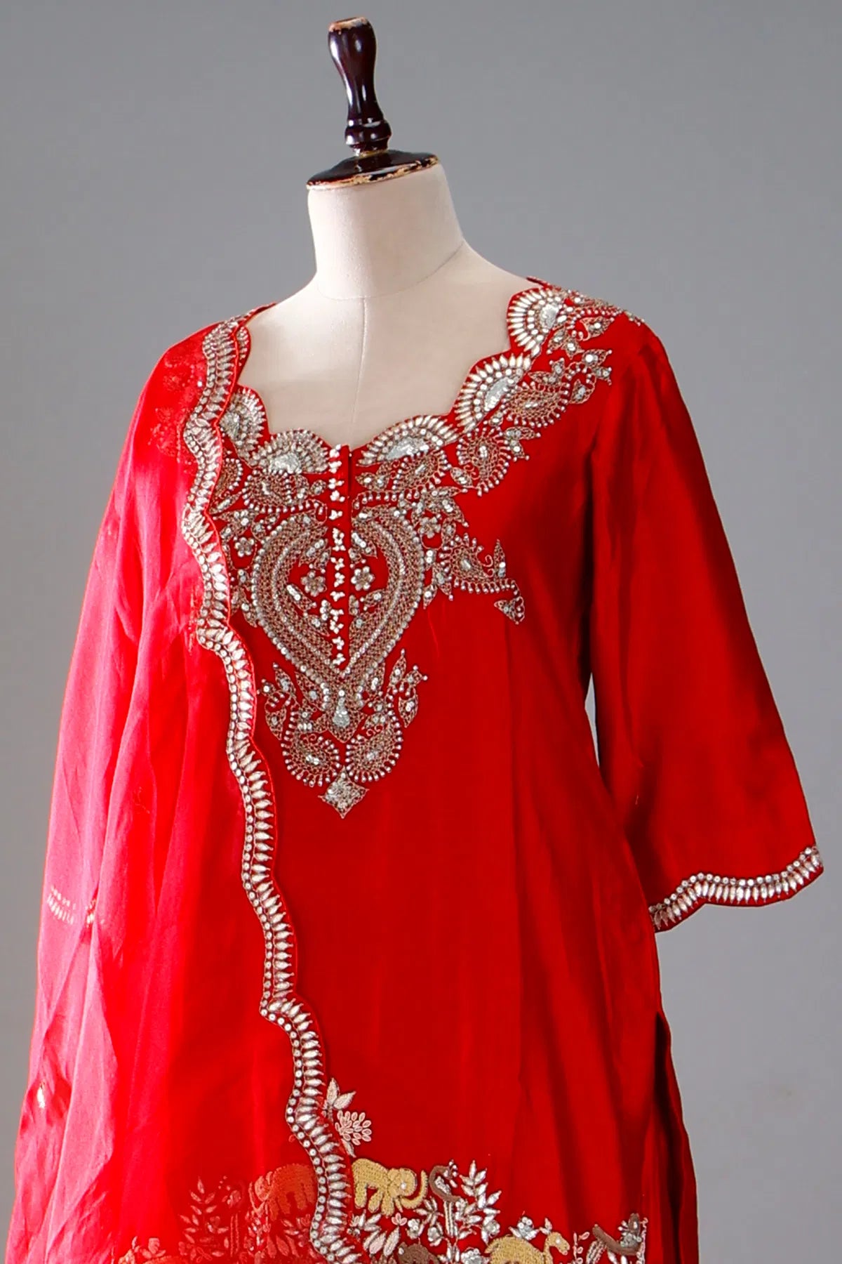 Dark Pink Zardosi Embroidered Silk Sharara Suit