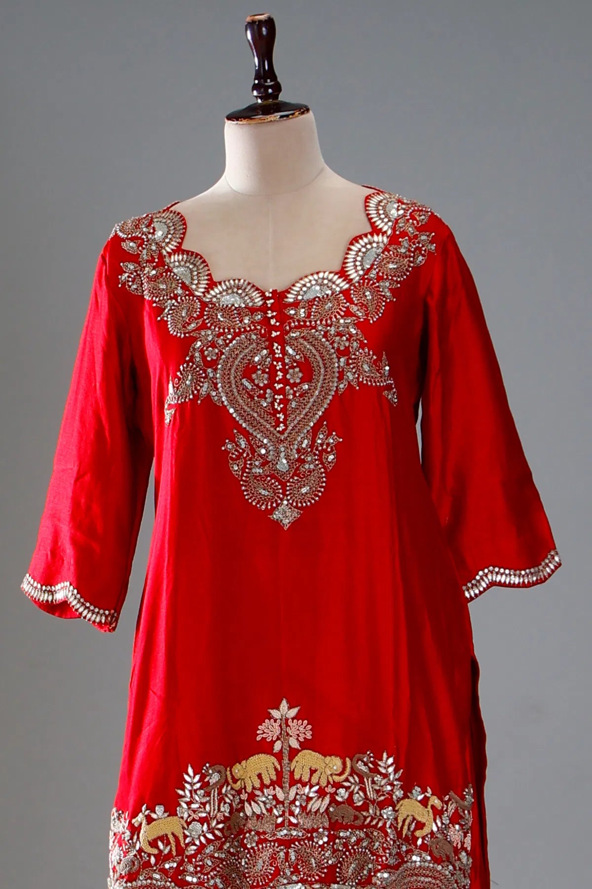 Dark Pink Zardosi Embroidered Silk Sharara Suit