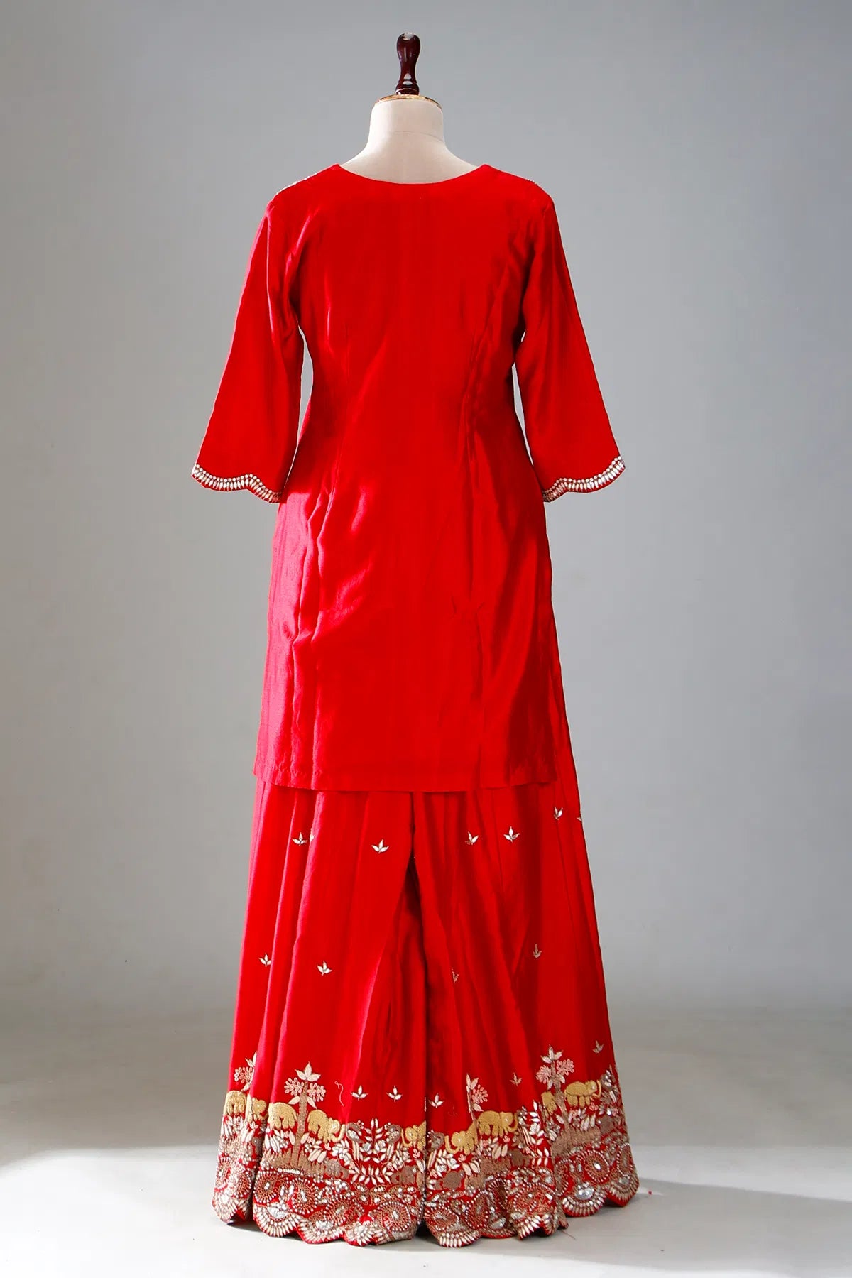 Dark Pink Zardosi Embroidered Silk Sharara Suit